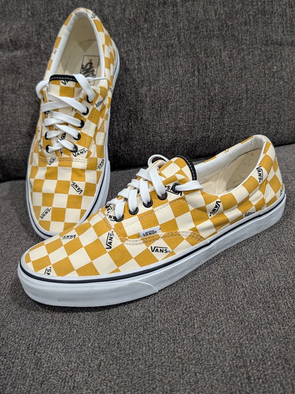 Vans Men's Checkerboard Low-Top Sneakers in Yellow